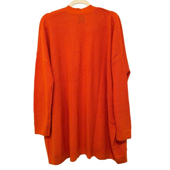 Stitches + Stripes Orange Open Front Ribbed Knit Long Cardigan Sweater Sz M NWT - Picture 3 of 3
